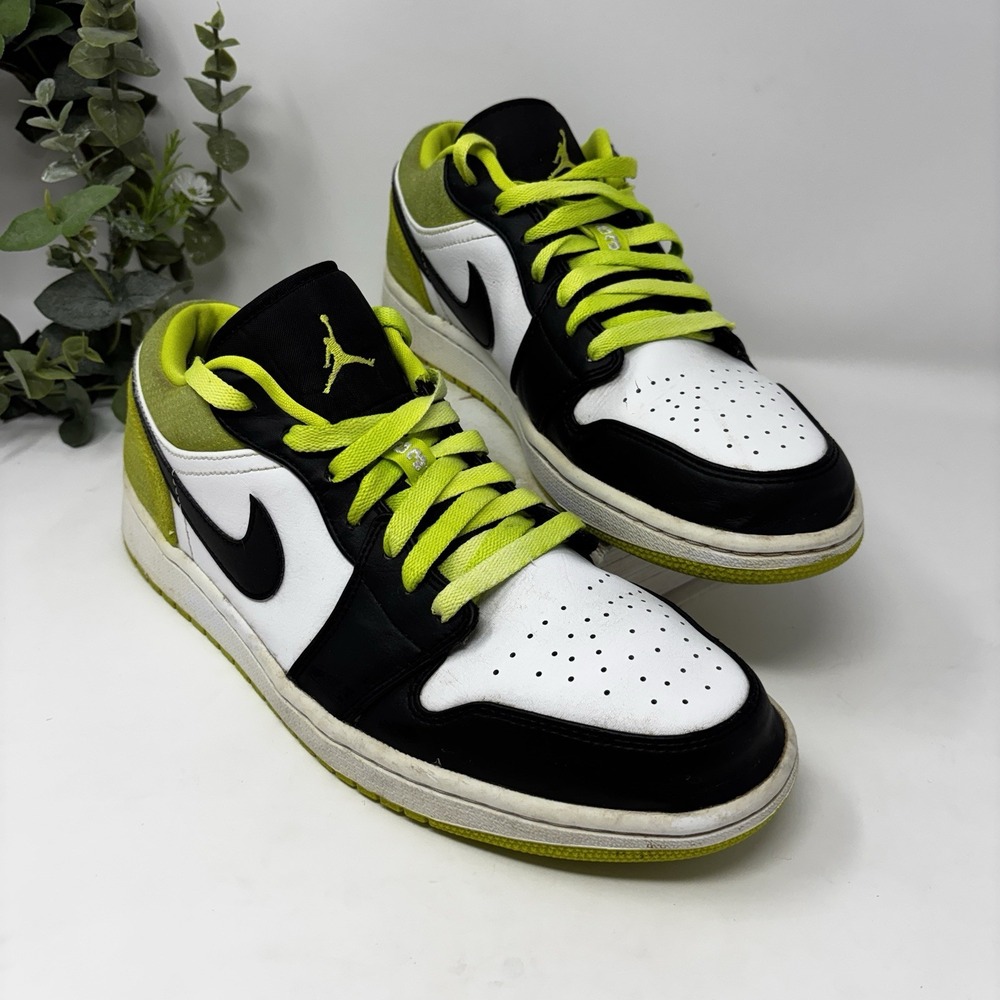 Nike Air Jordan 1 Low Black Cyber Volt Green White Black Men's Size 10 CK3022